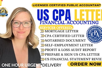do US financial audit sign US CPA letter notary profit loss, CPA mortgage letter