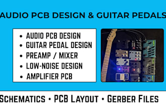 design audio device pcb, schematics, guitar pedal effect with gerber files