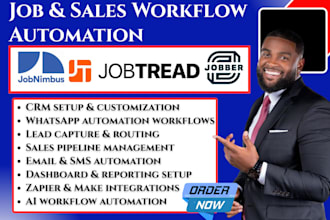 do contractor crm jobnimbus jobtread pipeline jobber roofr workflow automation