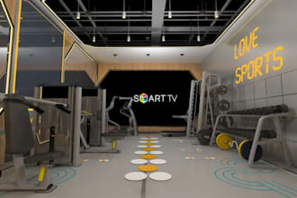 design gym interior 3d fitness studio workout zone smart layout realistic render