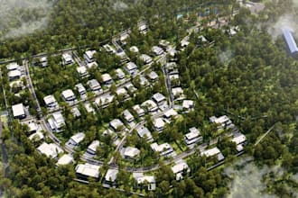 redo residential community,villa building,site plan development,landscape render