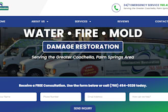 build water damage website restoration contractor website water repair website