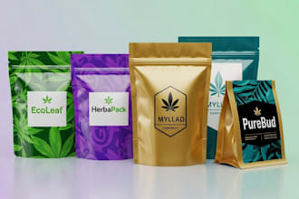do product packaging design, weed pouch, pouch design, myla bag, label design