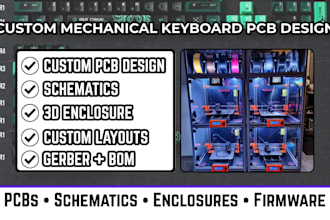 design custom mechanical keyboard pcbs, schematics, enclosures and firmware