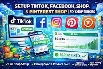 setup tiktok shop, facebook shop, instagram shop, pinterest shop fix shop error