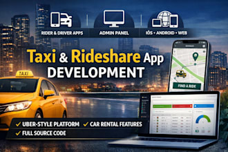 develop taxi booking app rideshare app uber app car rantal app taxi booking web