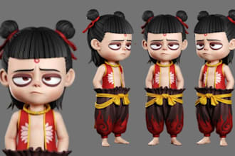cute 3d cartoon mascot character stylized model for game animation 3d printing