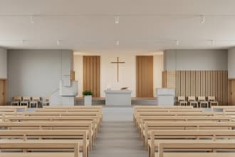create realistic 3d church interior visualizations