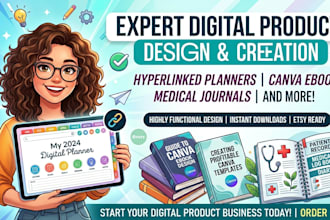 etsy hyperlinked planner digital planner canva ebook medical journal