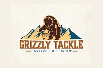 design best quality grizzly tackle logo for fishermen