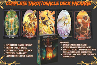 do custom spiritual oracle tarot card illustration card deck, magical tarot card