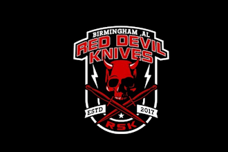 design outstanding war prop mean logo for red devil knives