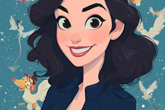 draw cartoon portrait in disney cartoon illustration