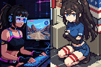 do pixel art illustration, 8 bit art, pixel art animation