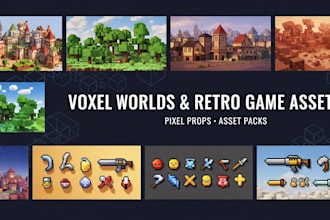 design a stunning voxel worlds, pixel props, and complete retro game asset packs