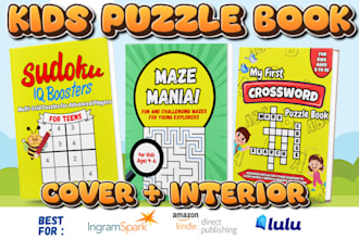design a custom kids activity and puzzle workbook for KDP