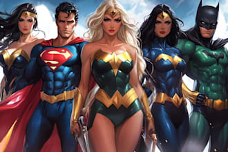 comic book illustration, marvel comic superhero