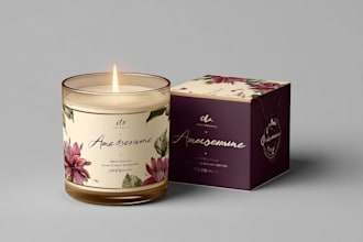 do minimal, luxury candle logo and candle label design