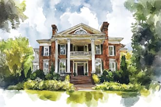 paint watercolor house portrait