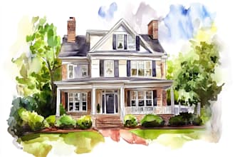 paint watercolor house portrait