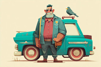 draw retro vintage illustration cartoon character