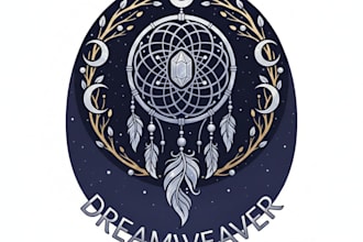 design a mystical and elegant dream catcher logo for your brand