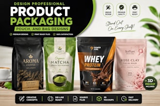 design premium coffee bag, mylar pouch, supplement and product packaging