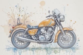 create watercolor motorcycle illustrations