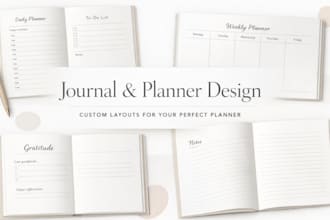 do journal design, planner design, logbook, workbook design, fiillable pdf