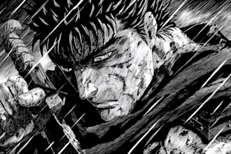 manga page custom dark berserk style art in high quality