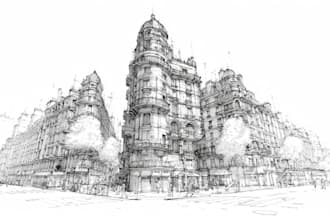 sketch houses and buildings