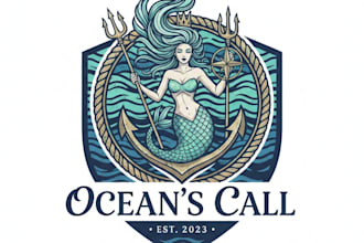 design a magical and elegant mermaid logo for your brand