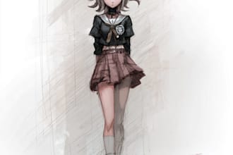 illustrate danganronpa characters in dramatic anime style