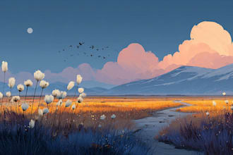 create landscape illustration of nature