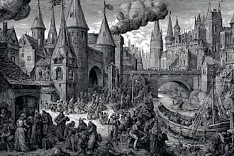 do a medieval woodcut gothic etching illustration