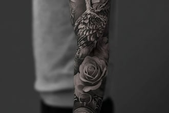 create unique realism tattoo sleeve design