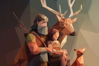 draw a geomatric low poly character art portrait for you