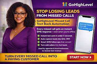 set up gohighlevel missed call SMS automation and CRM workflow