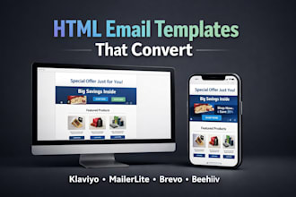 design hign converting HTML email templates for klaviyo, mailerlite and brevo