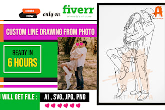 create custom couple line drawing from photo