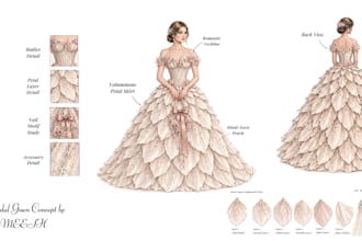 create custom digital fashion illustration, outfit concept
