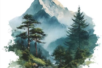 paint a watercolor and gouache landscape illustration