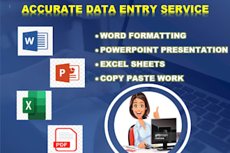 do accurate data entry, excel, copy paste and typing work