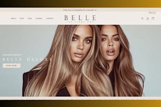 design hair extension shopify store hair website beauty website wig website