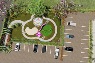 create urban park space,open space planning, playground render,cgigarden design