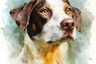 draw amazing art watercolor pet animal portrait