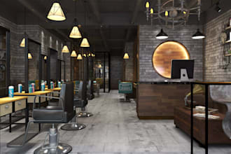 3d barber house,hairdresser space,cgi interior design,barbershop render,gym room