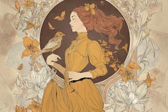 create illustrations in art nouveau style