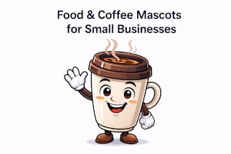 create a friendly food or coffee mascot for your business