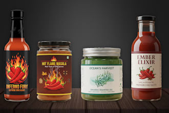 design a modern label for seasoning, hot chilli sauce, spice